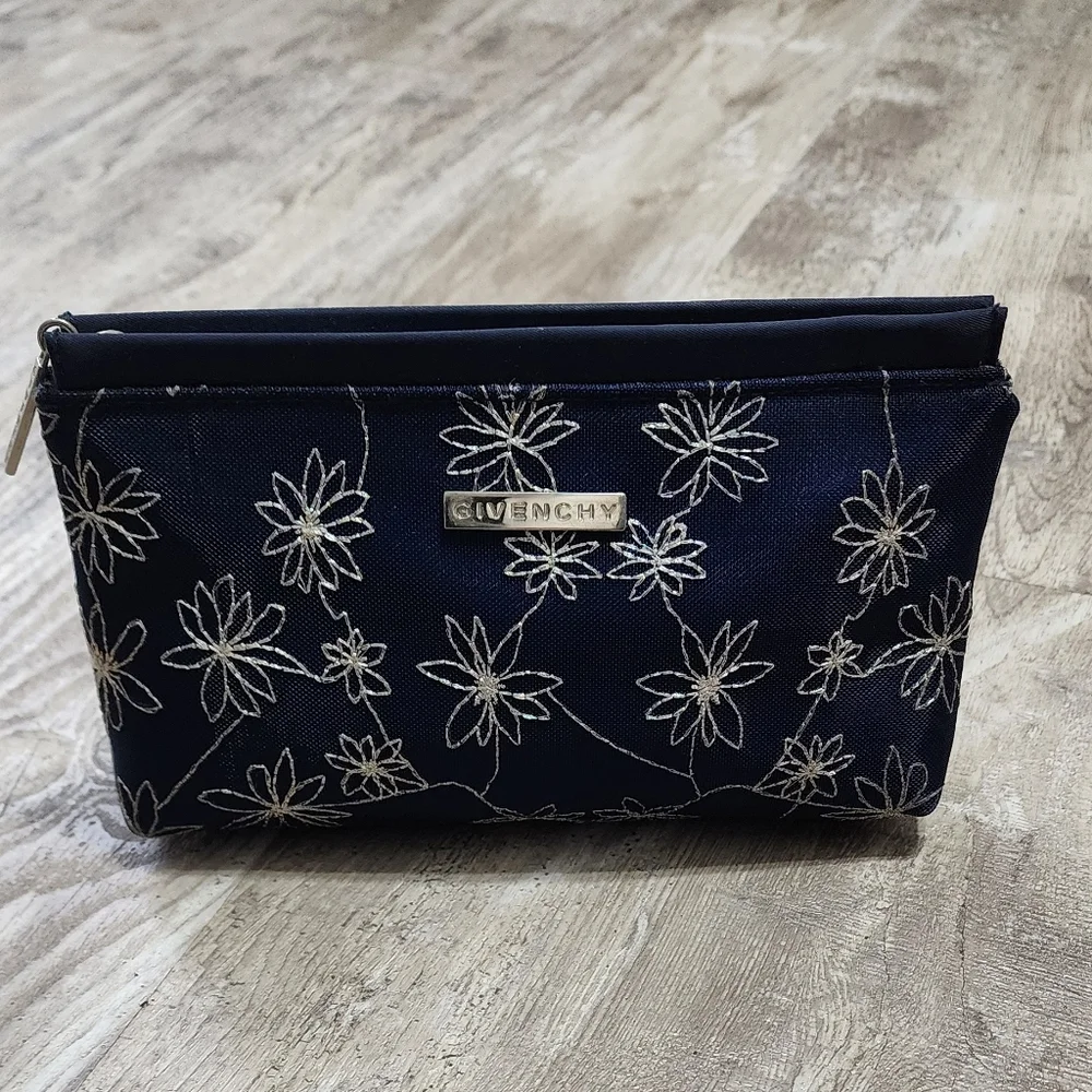 GIVENCHY Ladies Pouch Nylon Embroidered Floral Makeup Bag